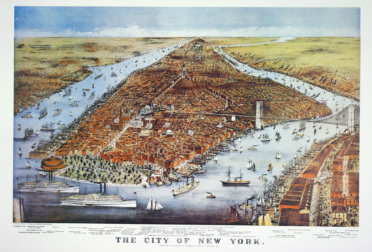 Ciudad de Nueva York de N. and Ives, J.M. Currier