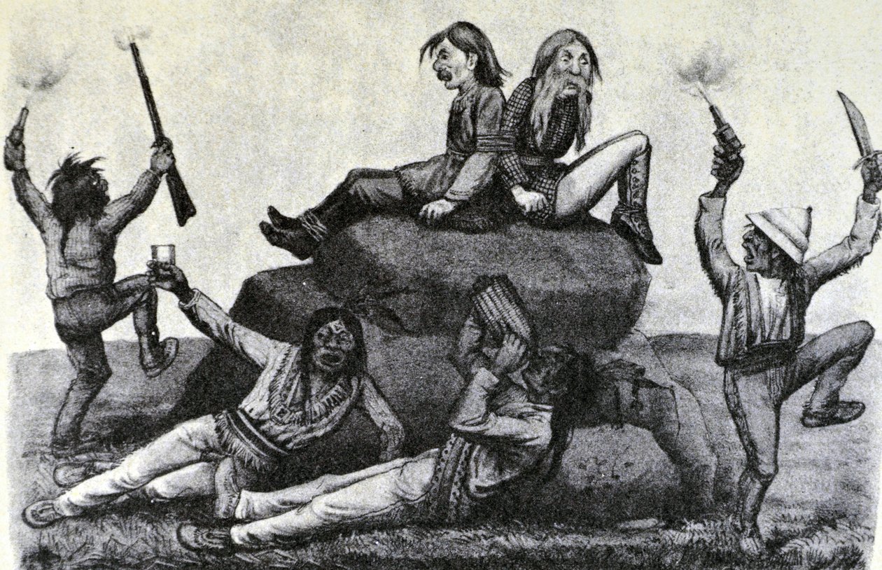Una ola aullante - en el camino de la guerra (dibujo original de Thomas Worth, del cual se hizo la impresión original) de N. and Ives, J.M. Currier