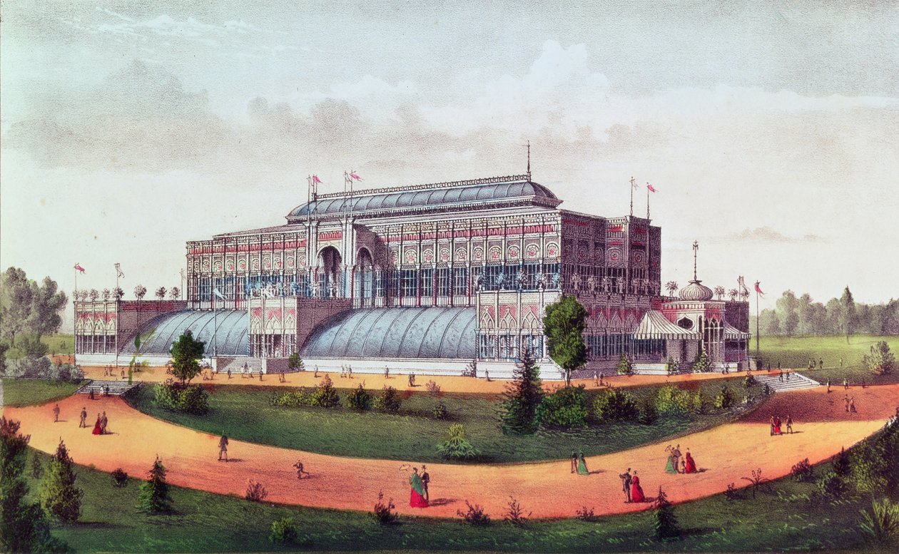 Horticultural Hall, Gran Exposición del Centenario de los Estados Unidos 1876 de N. and Ives, J.M. Currier