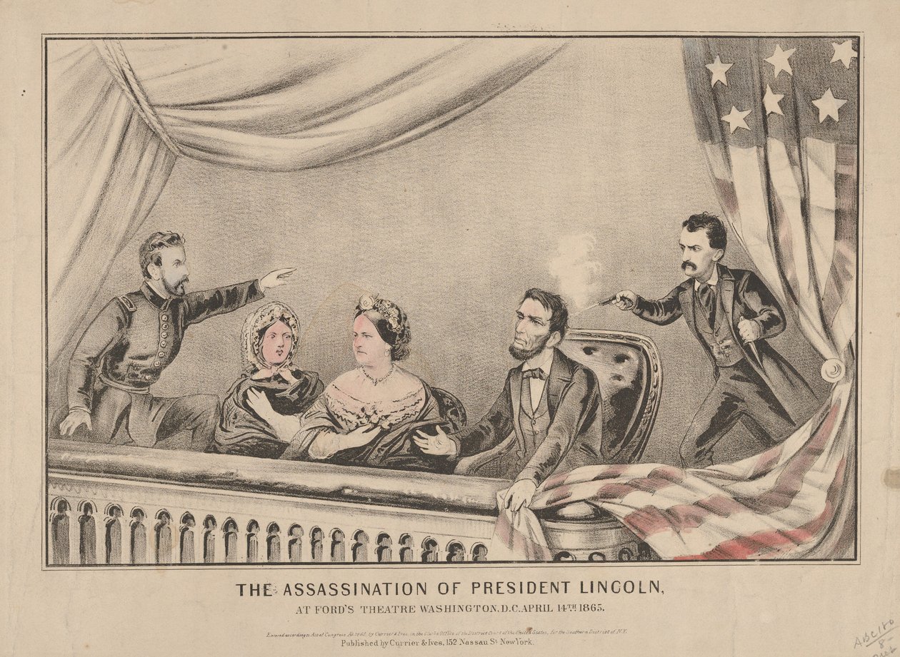 El asesinato del presidente Lincoln en el Teatro Ford, Washington de N. and Ives, J.M. Currier