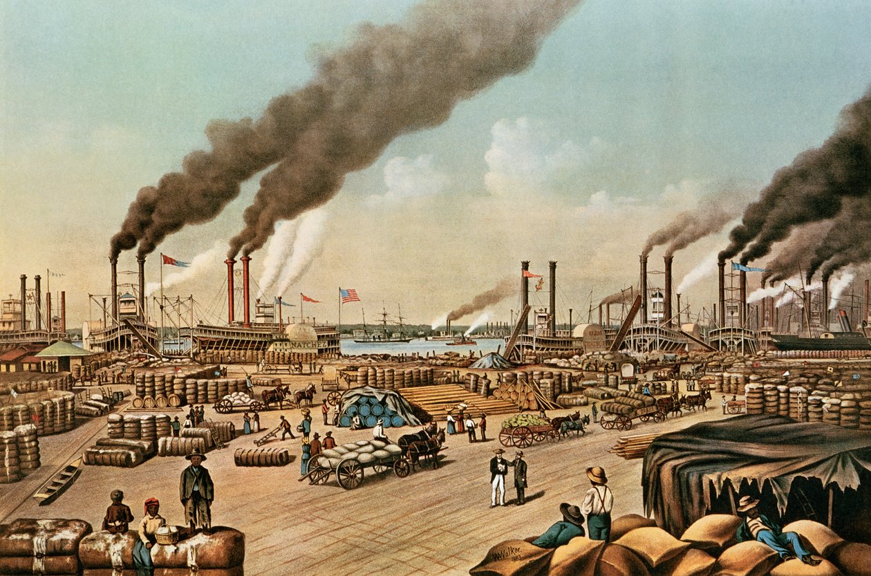El muelle - Nueva Orleans, 1884 de N. and Ives, J.M. Currier