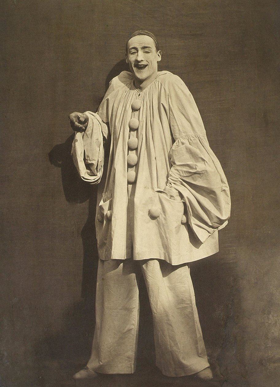 Pierrot riendo (mimo francés Charles Deburau), foto por Gaspard-Felix Tournachon alias Nadar, c. 1855 de Nadar