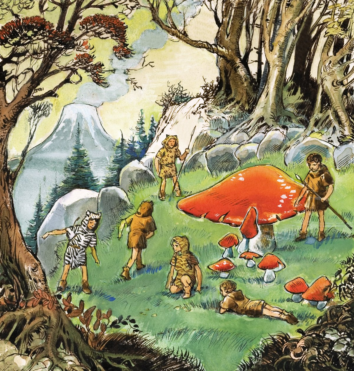 Los niños perdidos, ilustración de "Peter Pan" de J.M. Barrie (gouache sobre papel) de Nadir Quinto