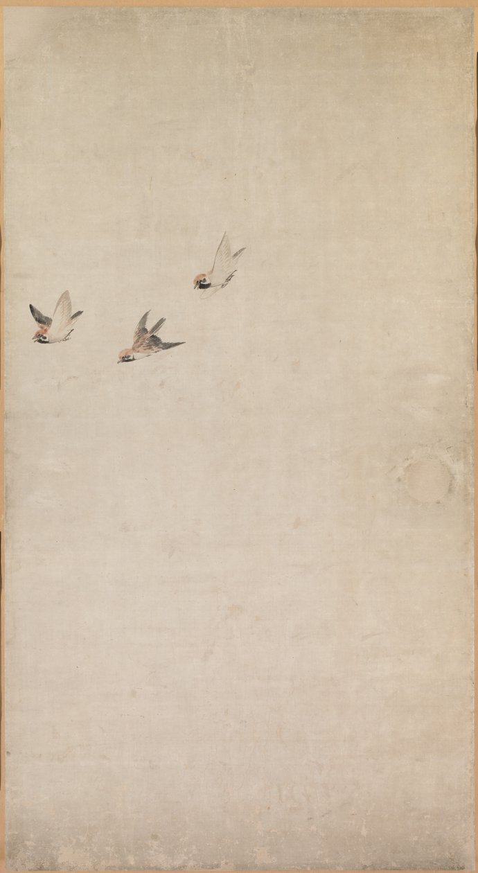 Cachorros, gorriones y crisantemos, 1754-1799 de Nagasawa Rosetsu