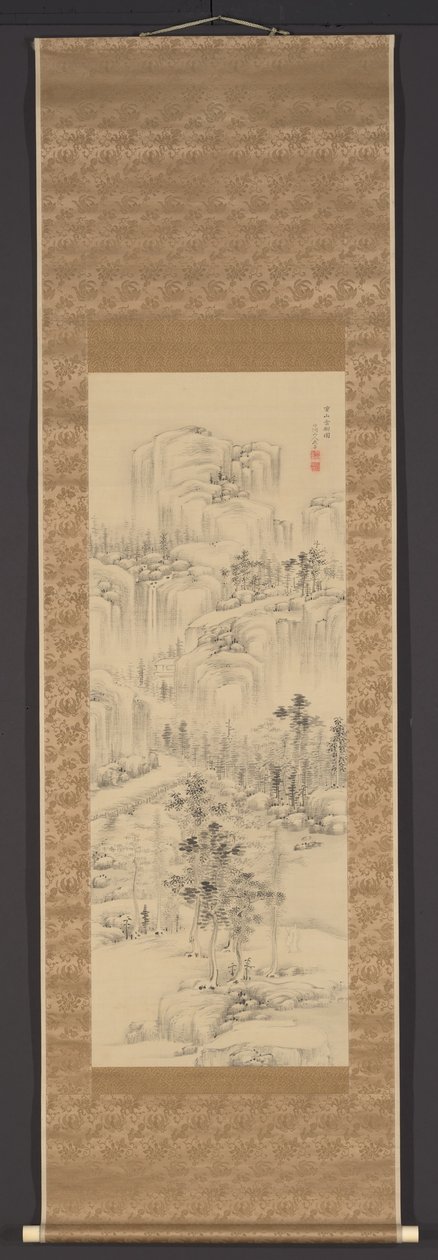 Árboles en las nubes sobre montañas estratificadas (Jûzan umbokuzu) de Nakabayashi Chikuto