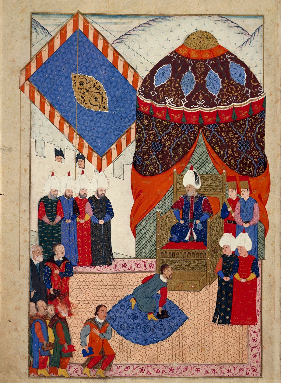 La recepción del príncipe heredero húngaro, Zsigismond Janos, por Suleyman I el 29 de junio de Nakkaş Osman