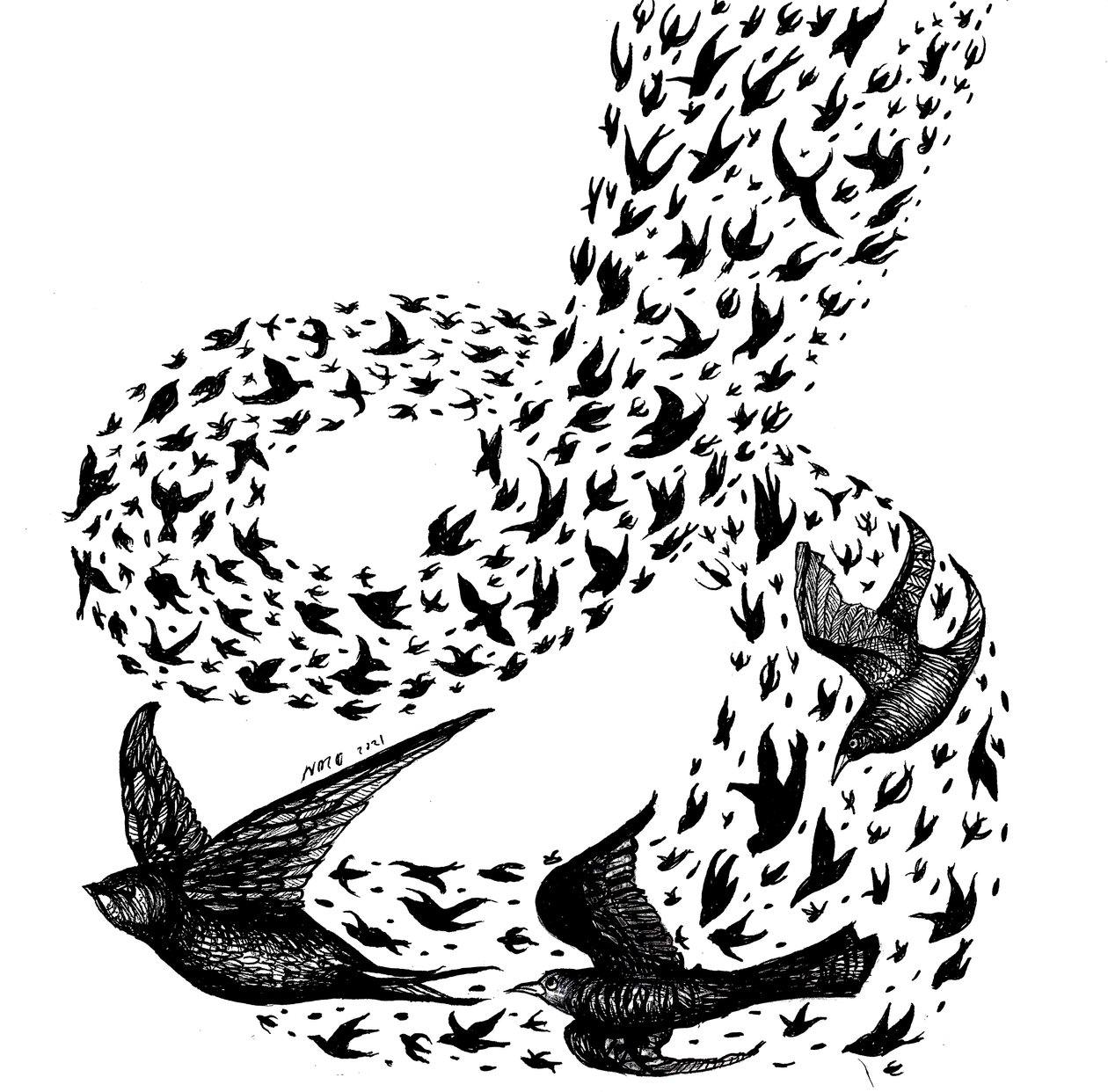 Loop, 2021 (Tinta sobre tarjeta) de Nancy Moniz Charalambous