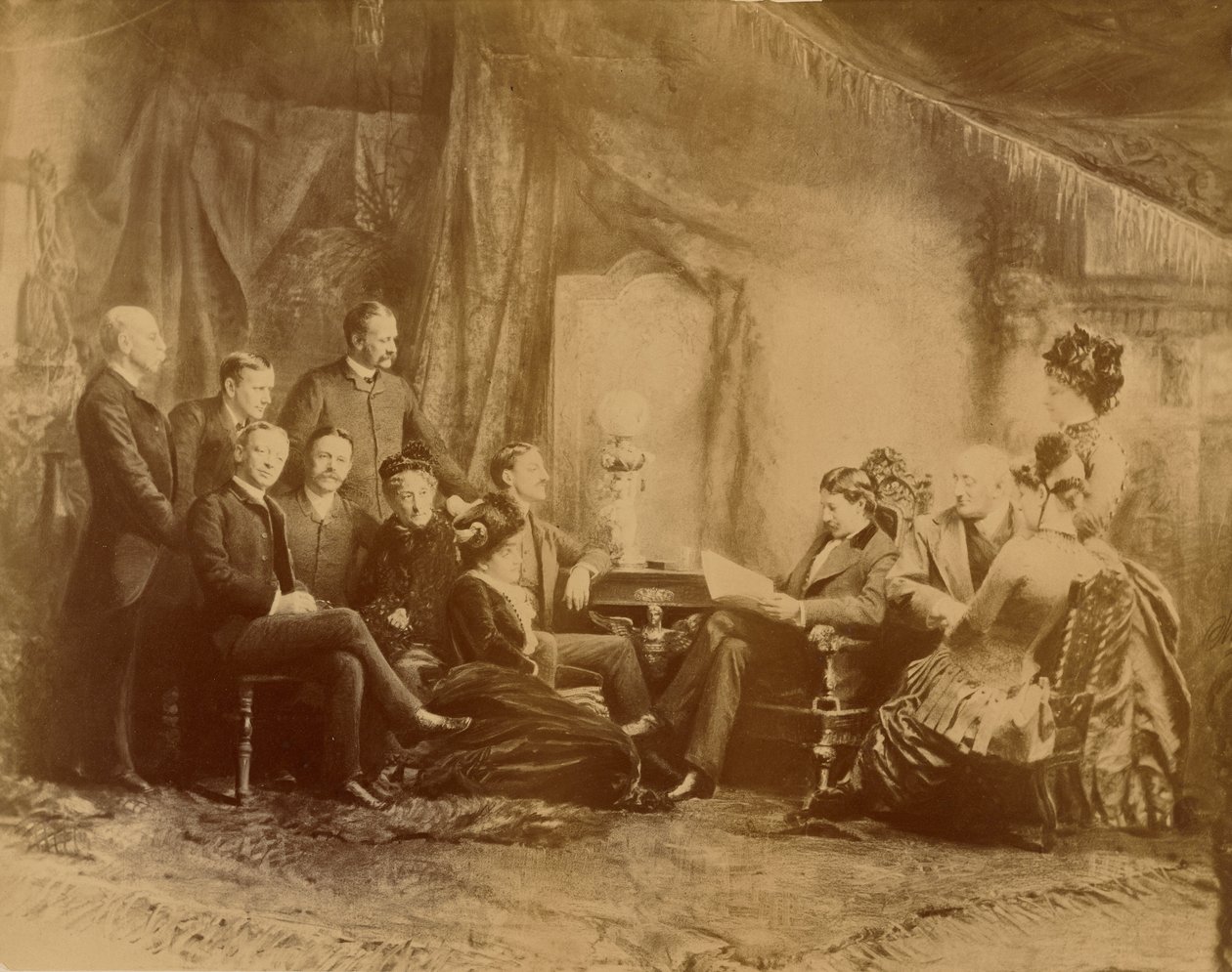 [La lectura de la obra, los actores y actrices de la Compañía Daly] de Napoleon Sarony