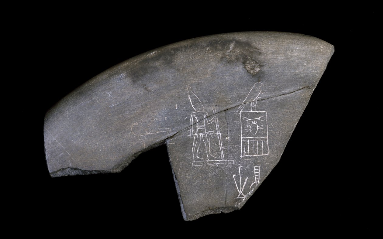 Fragmento de cuenco de piedra inscrito, c.3285 a.C. de Naqada I Period Egyptian