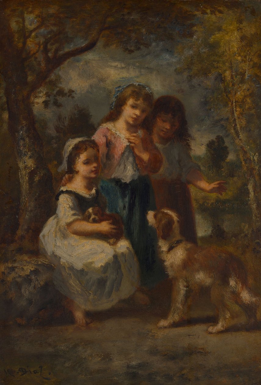 Tres niñas pequeñas, c.1870 de Narcisse Virgile Diaz de la Peña
