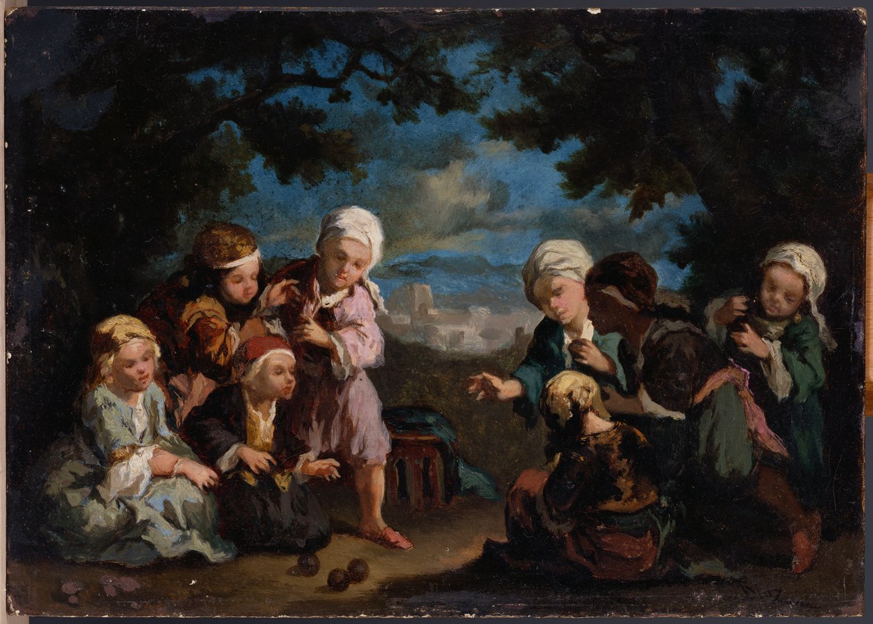 Niños turcos jugando a las bochas en un claro de Narcisse Virgile Diaz de la Peña