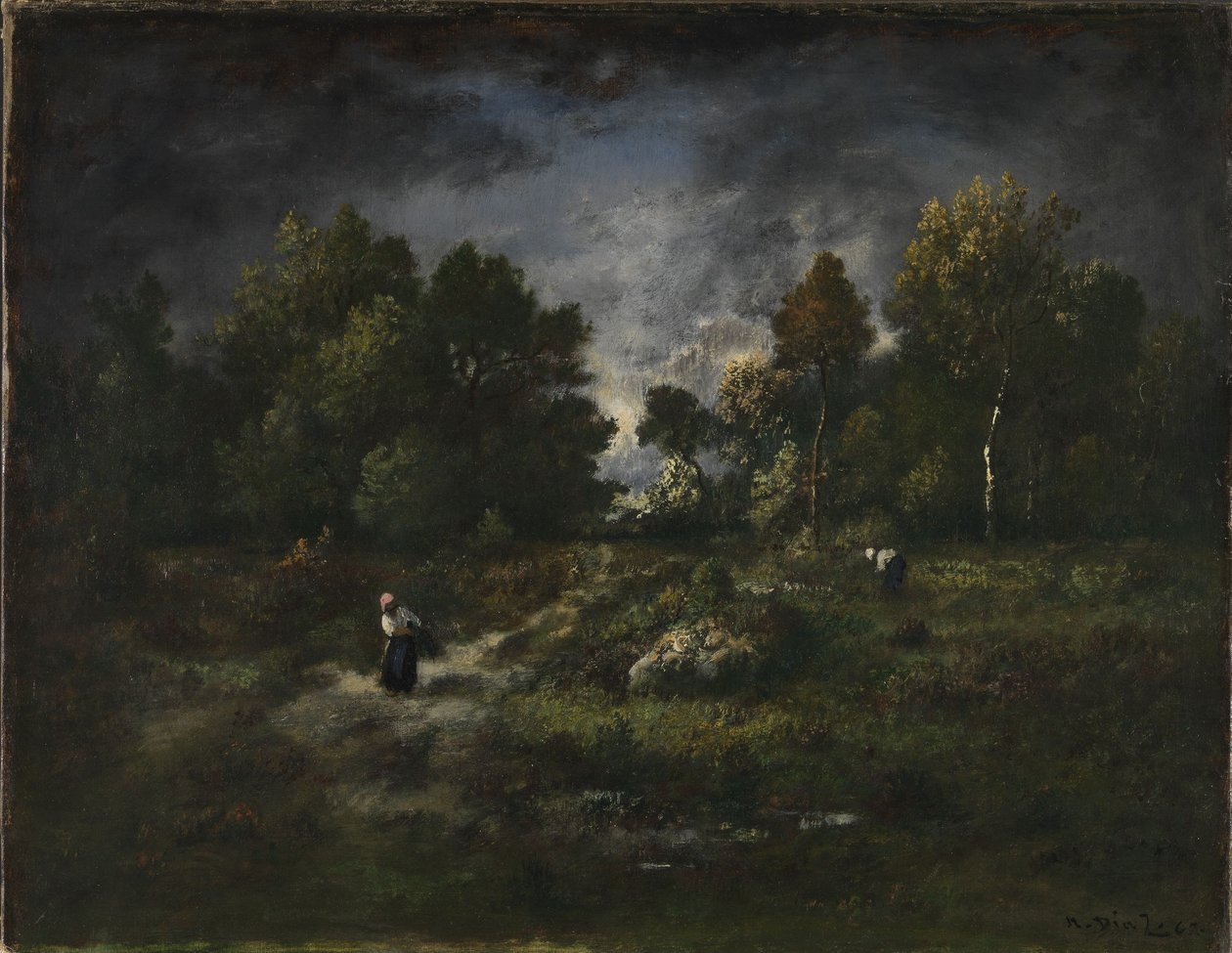 Paisaje forestal con recolectores de leña de Narcisse Virgile Diaz de la Peña