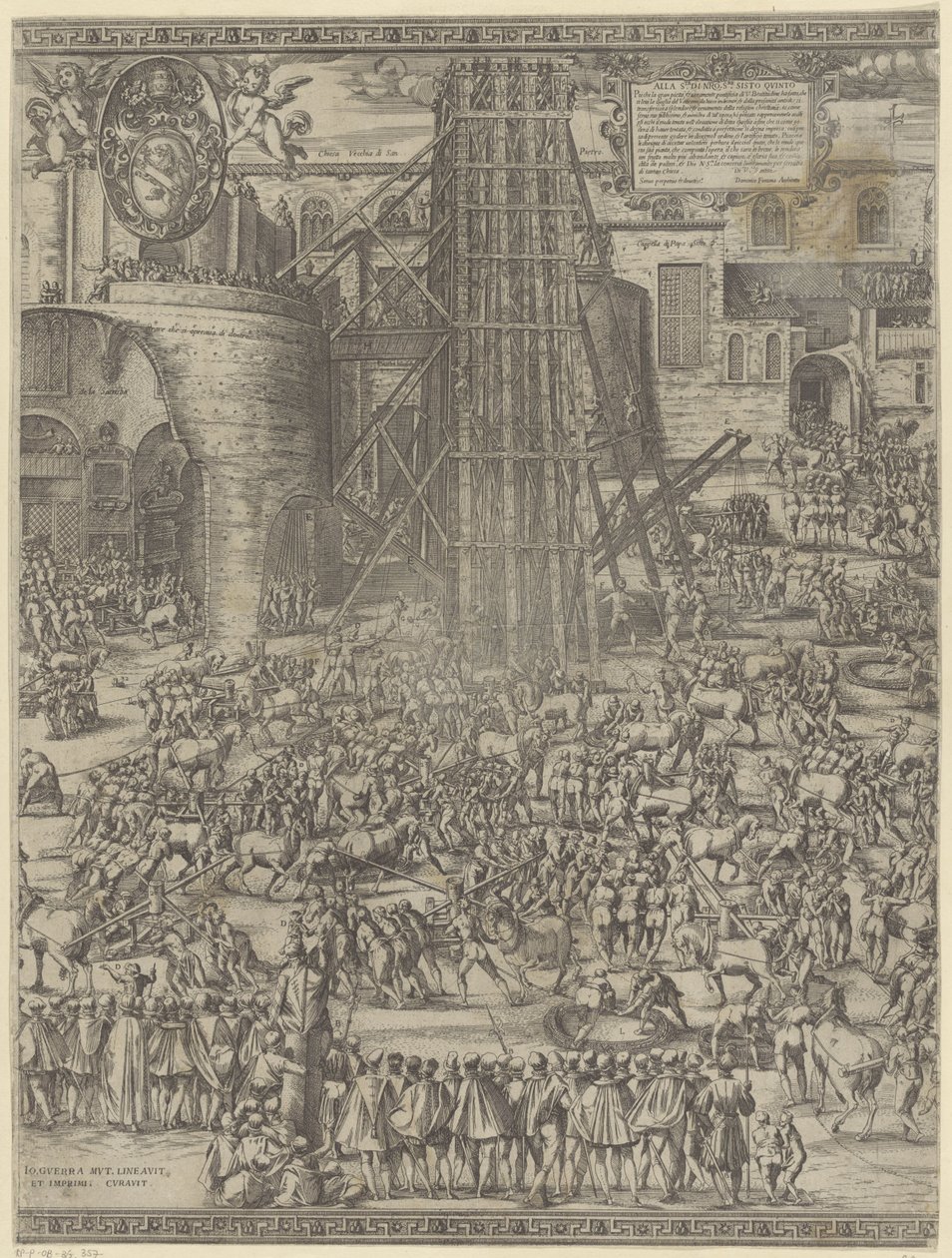 Erección del obelisco en la Plaza de San Pedro de Natale Bonifazio da Sebenico