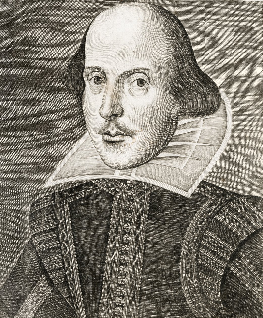 Retrato de William Shakespeare en el frontispicio de Comedias, historias y tragedias i... de Nathan Benn