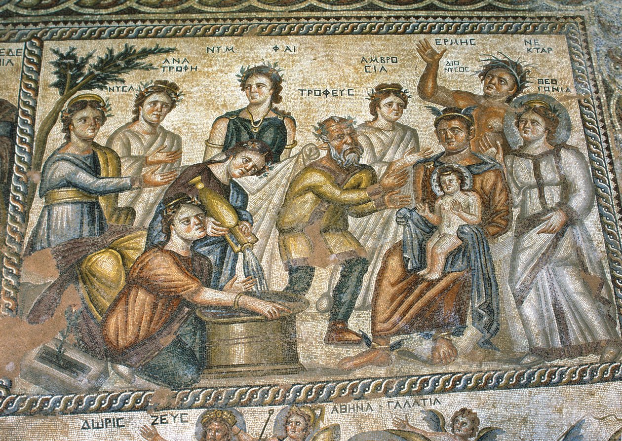 Mosaico romano en la villa Casa de Aion de Nathan Benn