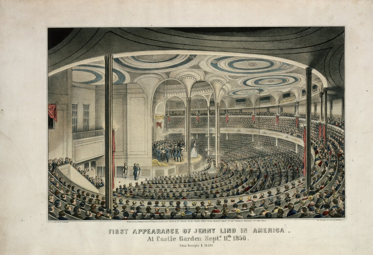 Primera Aparición de Jenny Lind en América en Castle Garden, 11 de septiembre de 1850 de Nathaniel Currier