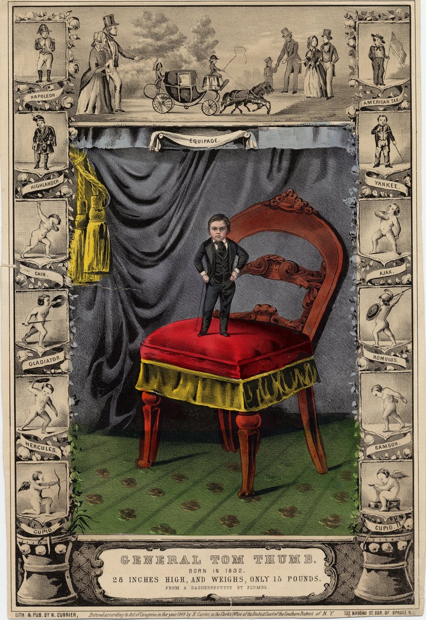 General Tom Thumb, publicado por N. Currier, Nueva York, de un daguerrotipo de Plumbe, 1849 de Nathaniel Currier