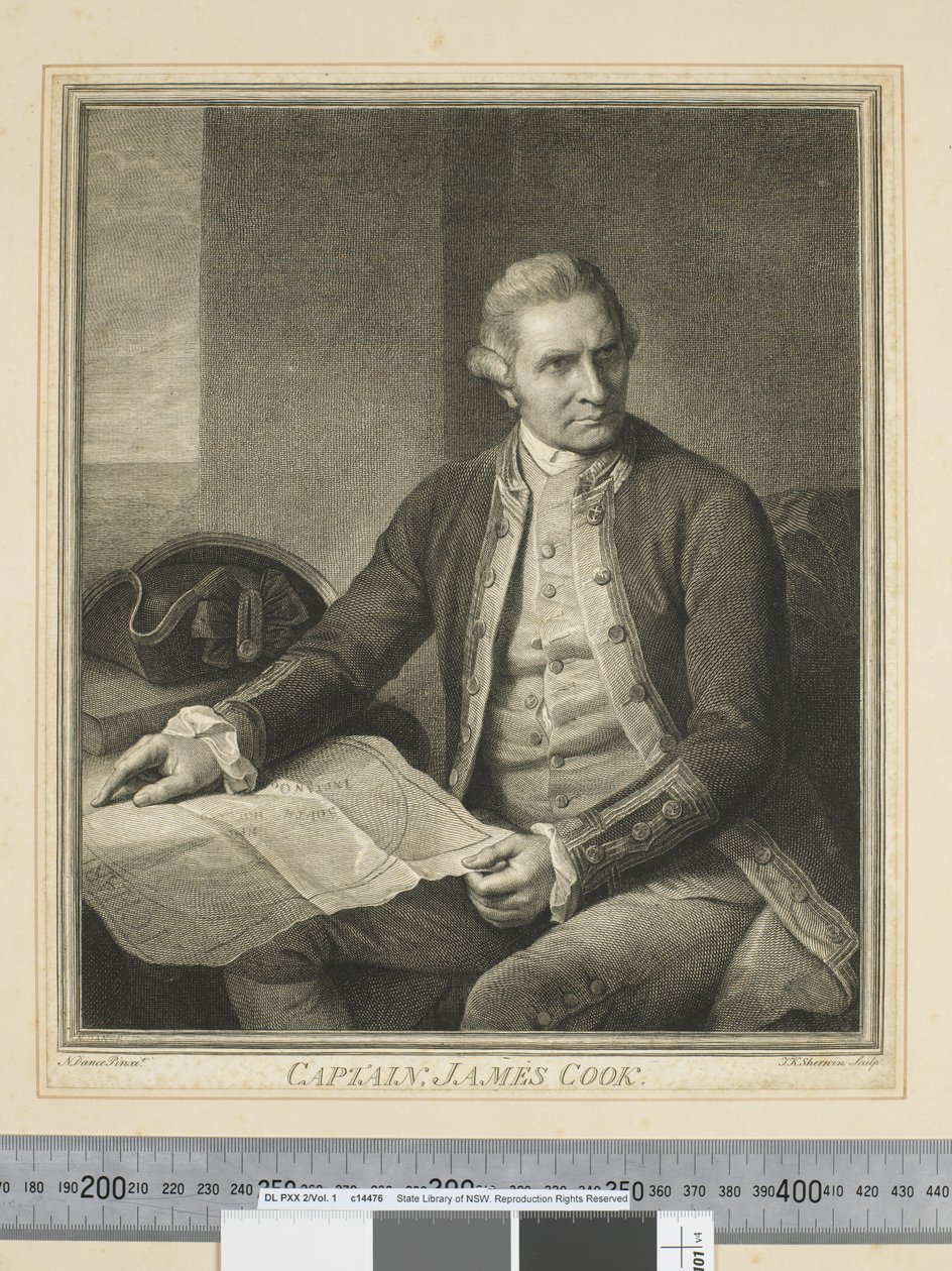 Capitán James Cook, grabado por J. K. Sherwin (1751–90), c.1773-84 (grabado) de Nathaniel (after) Dance Holland