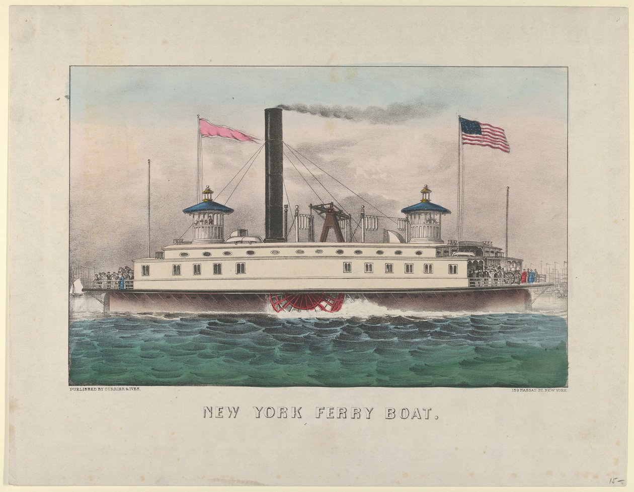 Ferry de Nueva York, ca. 1860-65. Creadores: Nathaniel Currier, James Merritt Ives, Currier and Ives de Currier and Ives
