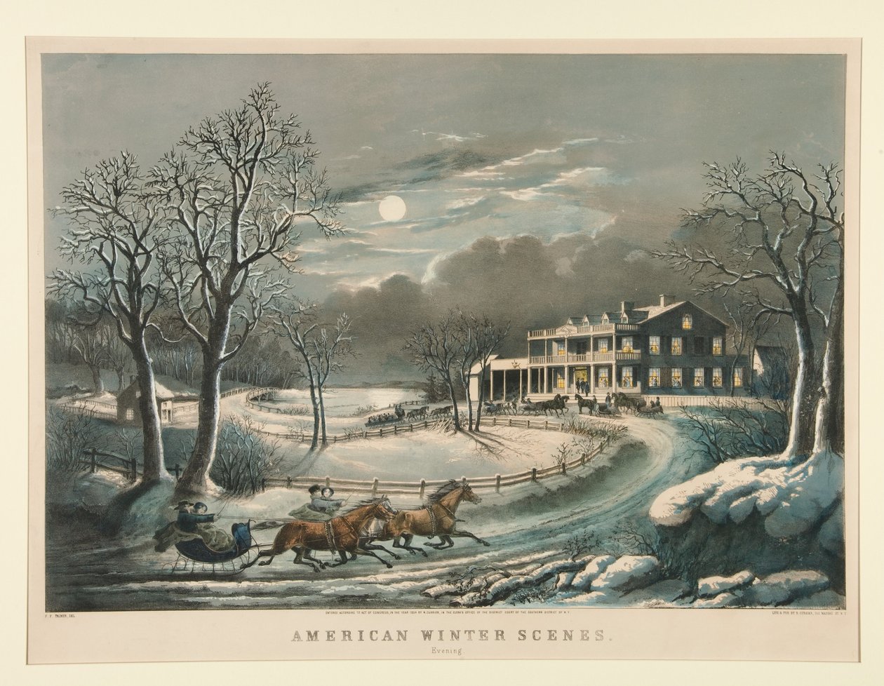 Escenas invernales americanas. Atardecer de Nathaniel Currier