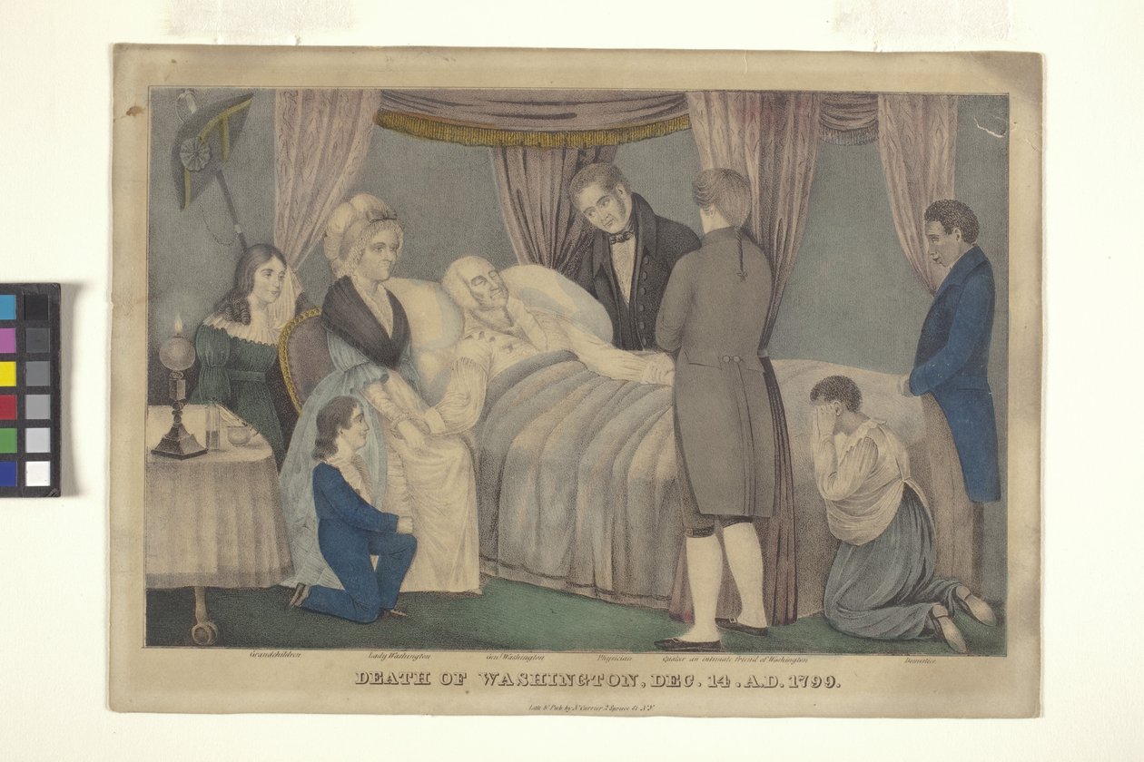 La muerte de Washington (litografía coloreada a mano) de Nathaniel Currier