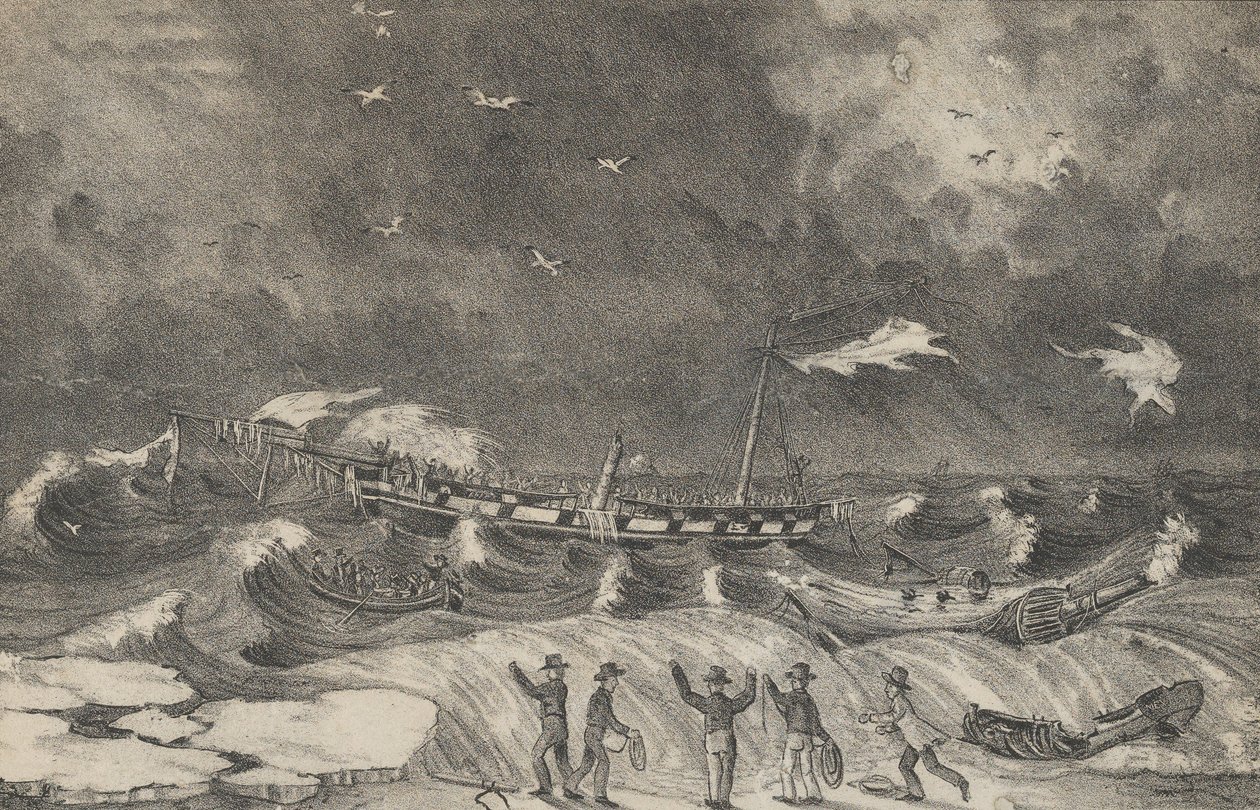 Terrible Naufragio del México en la Playa de Hempstead, 2 de enero de 1837, 1848-56 de Nathaniel Currier