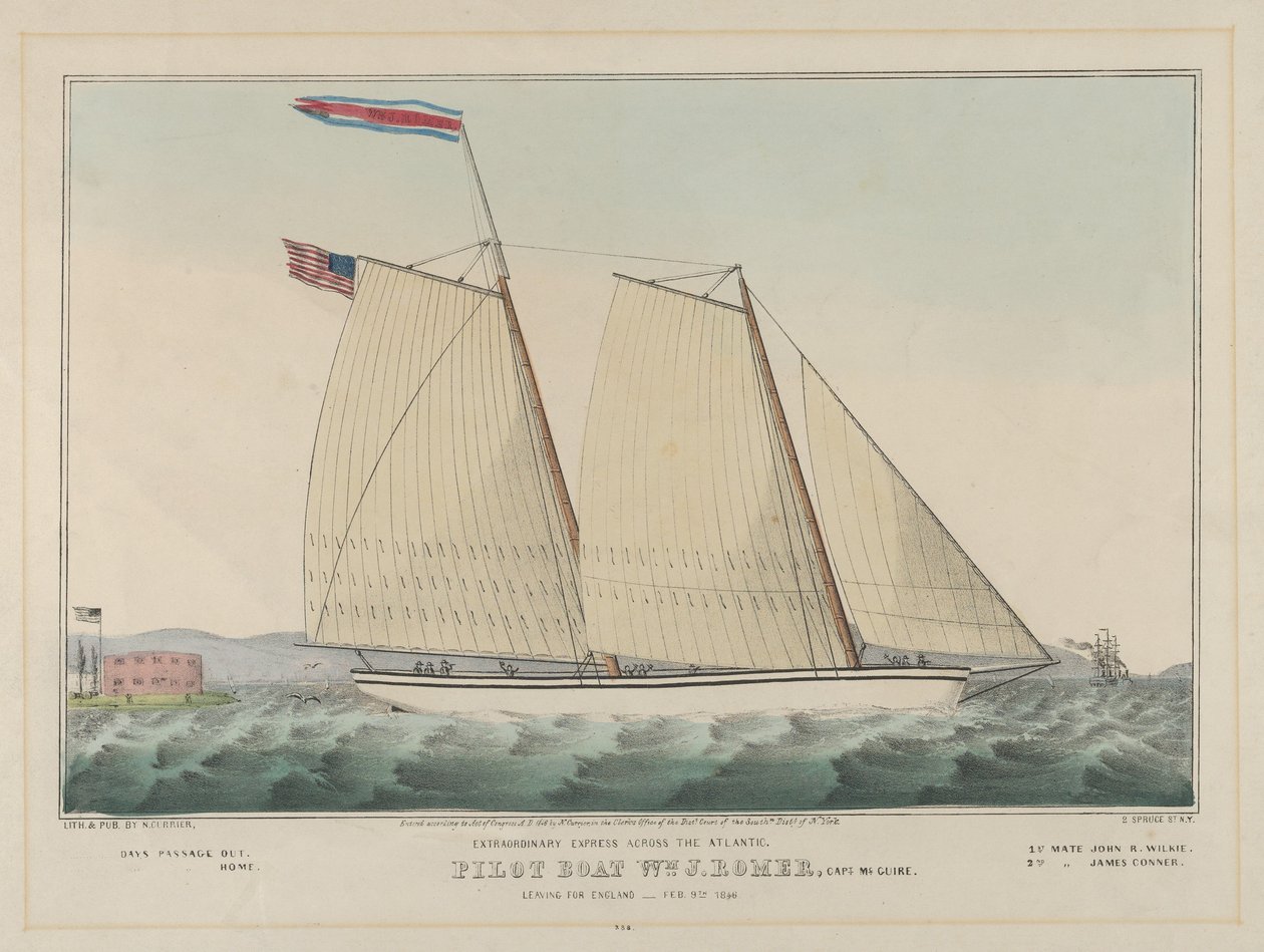 Expreso extraordinario a través del Atlántico - Barco piloto William J. Romer, Capitán McGuire de Nathaniel Currier