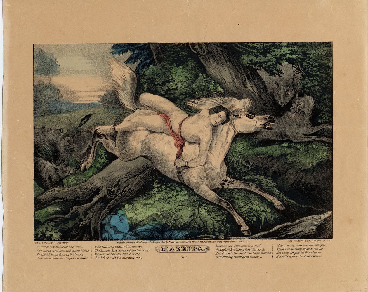 Mazeppa, 1846 (placa dos de cuatro) de Nathaniel Currier