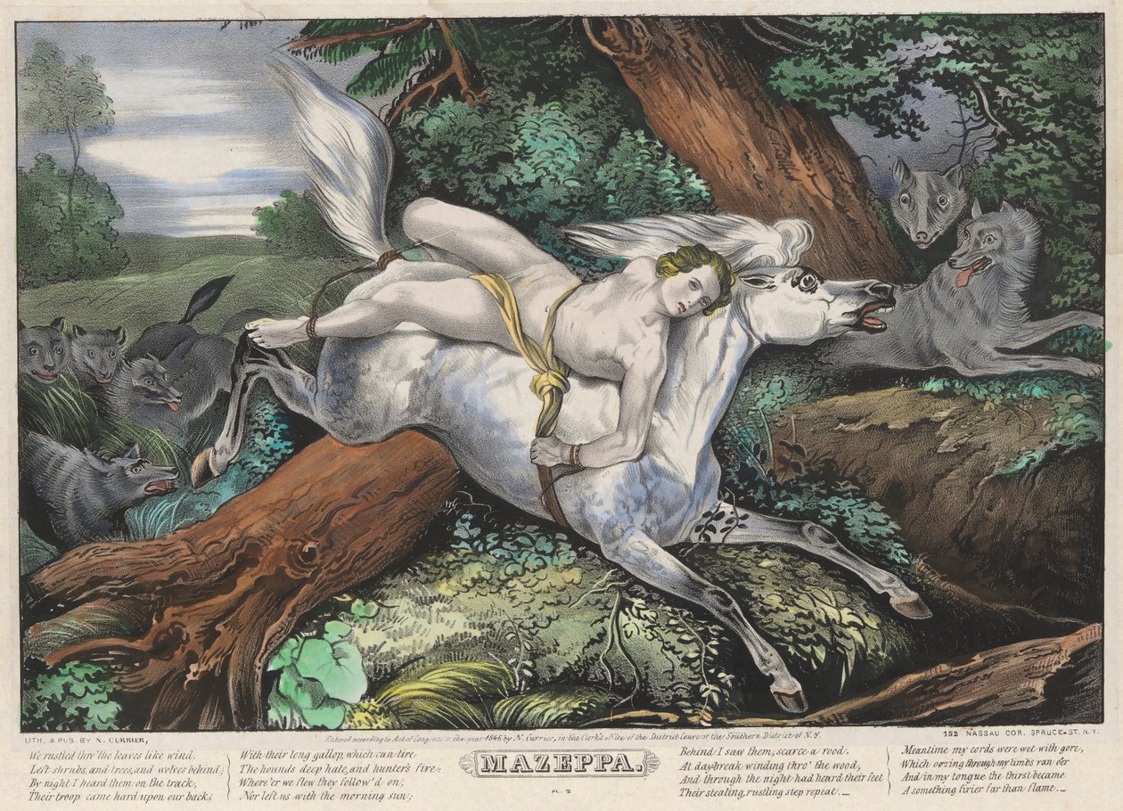 Mazeppa: Plato 2 del juego de Cuatro (4) Platos (Perseguidos por Lobos) de Nathaniel Currier