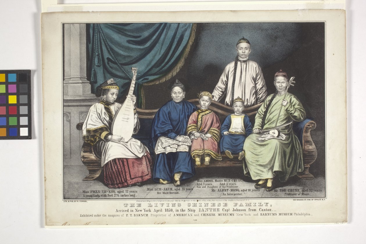 La familia china viva (litografía coloreada a mano) de Nathaniel Currier