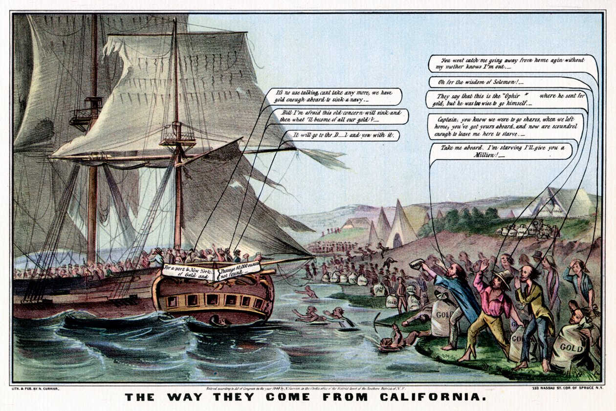 La forma en que vienen de California, 1849 1937 de Nathaniel Currier