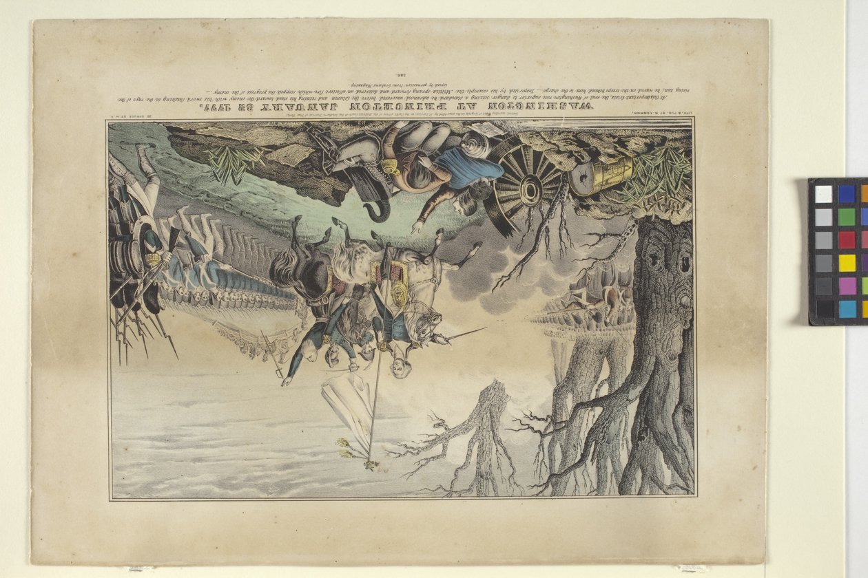 Washington At Princeton January 30 1777 (litografía coloreada a mano) de Nathaniel Currier