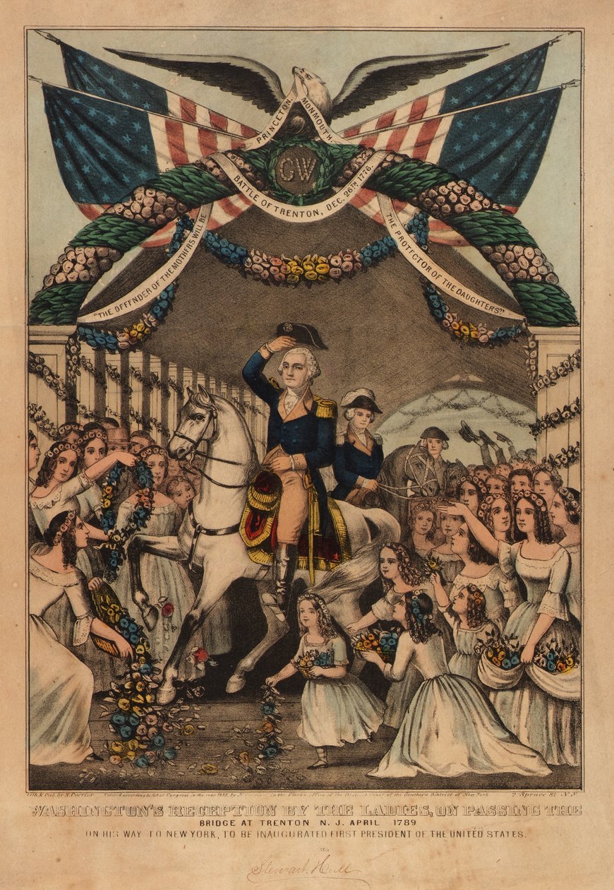 Recepción de Washington por las damas de Nathaniel Currier