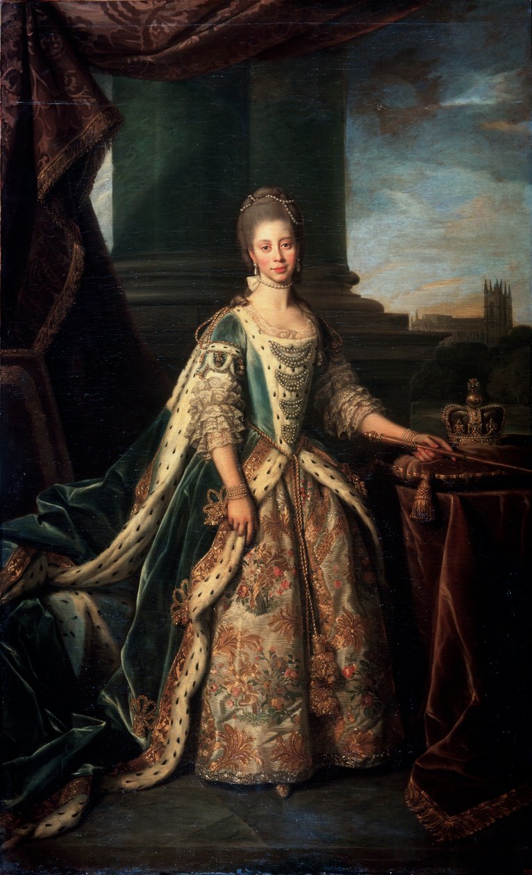 Retrato de Carlota de Mecklemburgo-Strelitz, esposa del rey Jorge III de Inglaterra, 1773 de Nathaniel Dance Holland