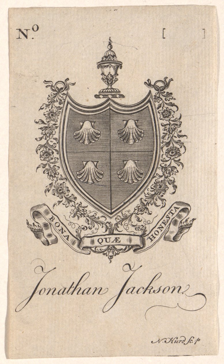 Ex libris de Jonathan Jackson de Nathaniel Hurd