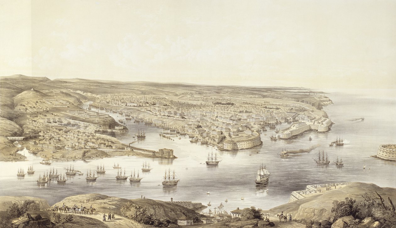 Sebastopol en todo su esplendor, 1848, grabado por Day und Son, publicado 1857 de Nathaniel Whittock