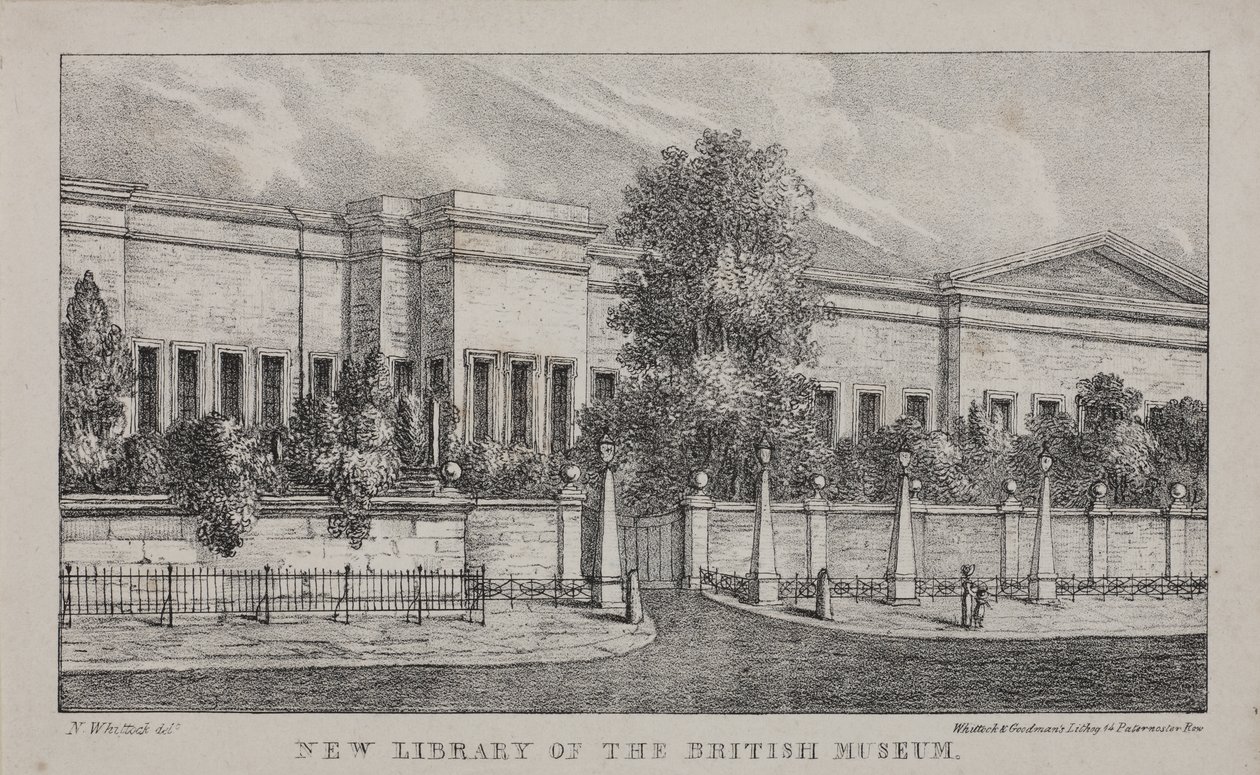 Vista de la nueva biblioteca en el Museo Británico, c.1830 de Nathaniel Whittock