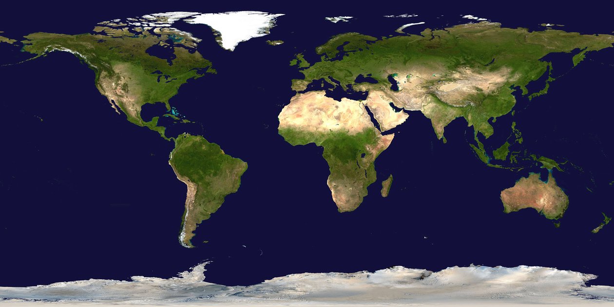 Océanos y continentes del mundo vistos desde el espacio. NASA. de National Aeronautics and Space Administration National Aeronautics and Space Administration