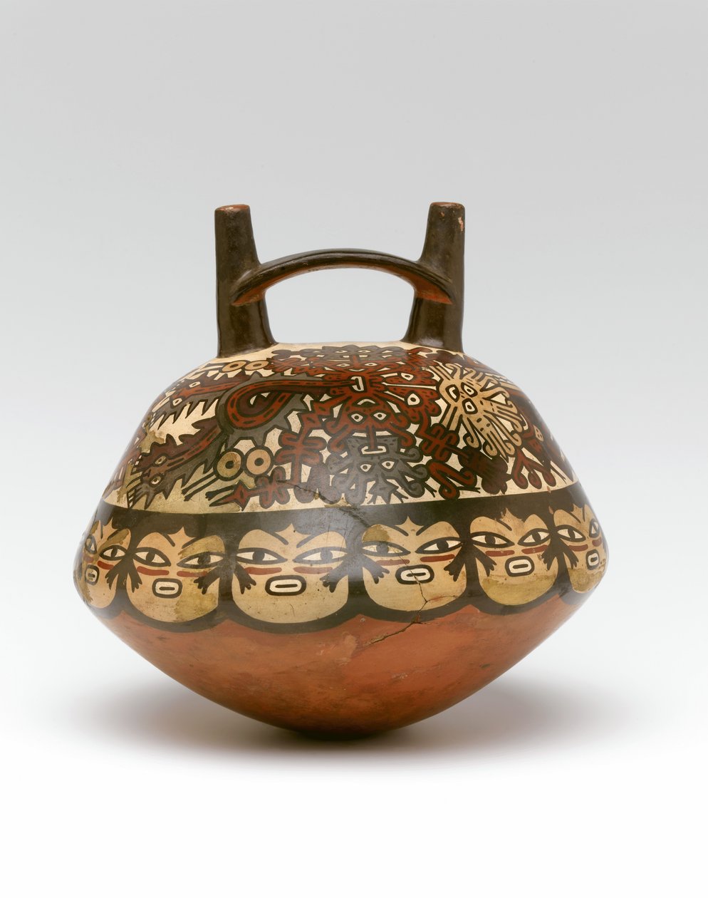 Botella de doble pico y puente, de Perú, 100 a.C.-600 d.C. de Nazca Culture