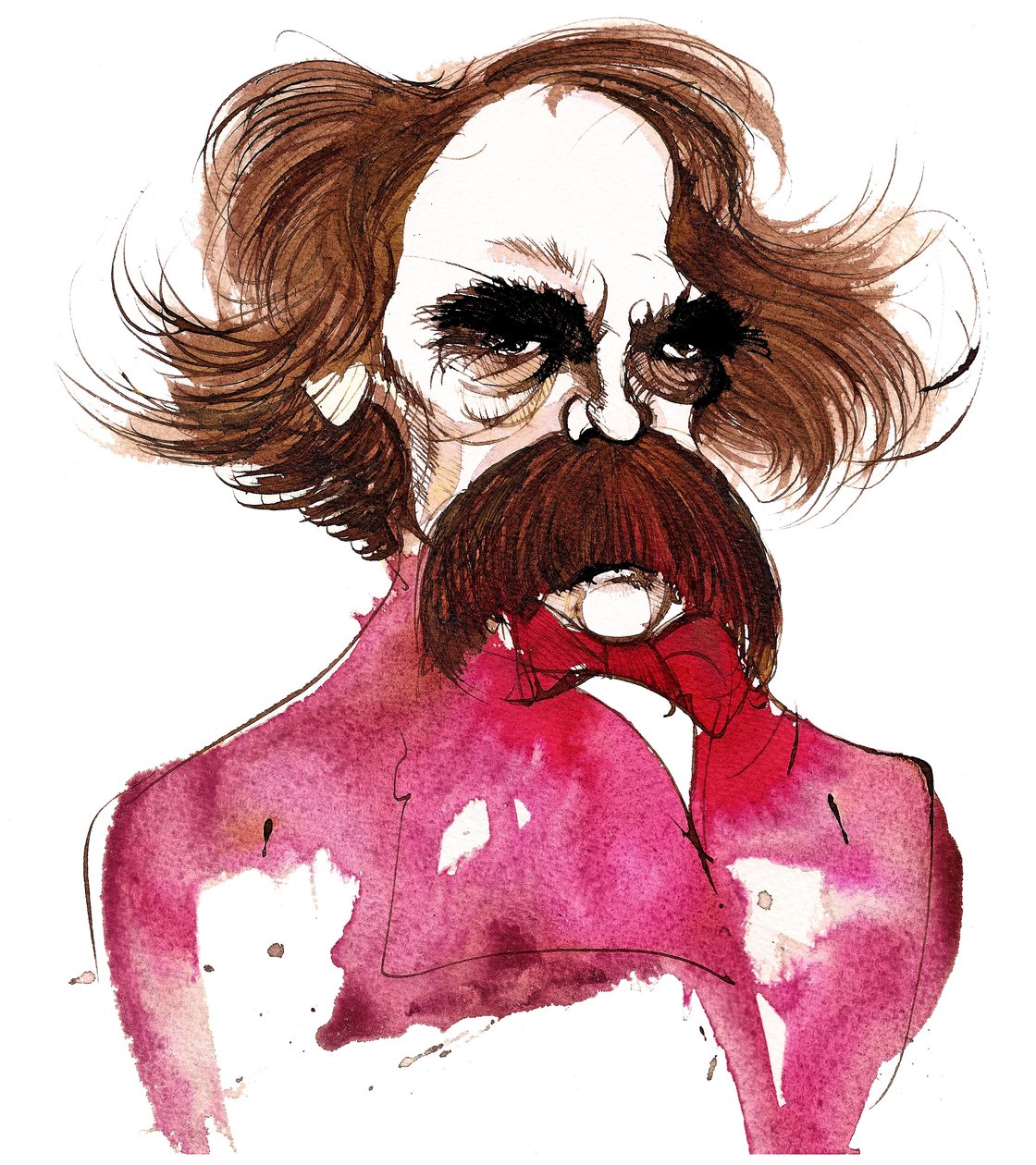 Nathaniel Hawthorne, escritor estadounidense (1804-64); caricatura de Neale Osborne