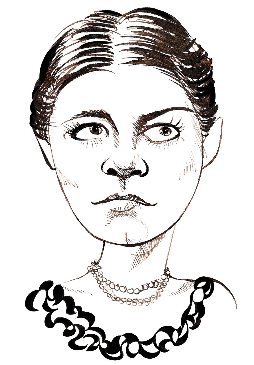 Amy Beach, compositora y pianista estadounidense, caricatura de Neale Osborne