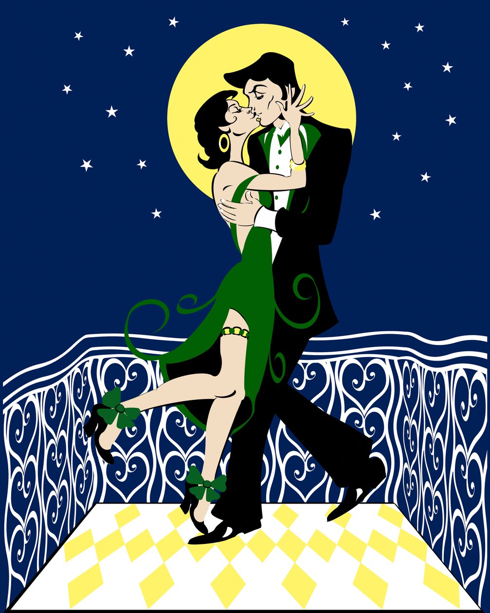 Beso en el balcón, imagen gráfica en color, 2010 por Neale Osborne de Neale Osborne