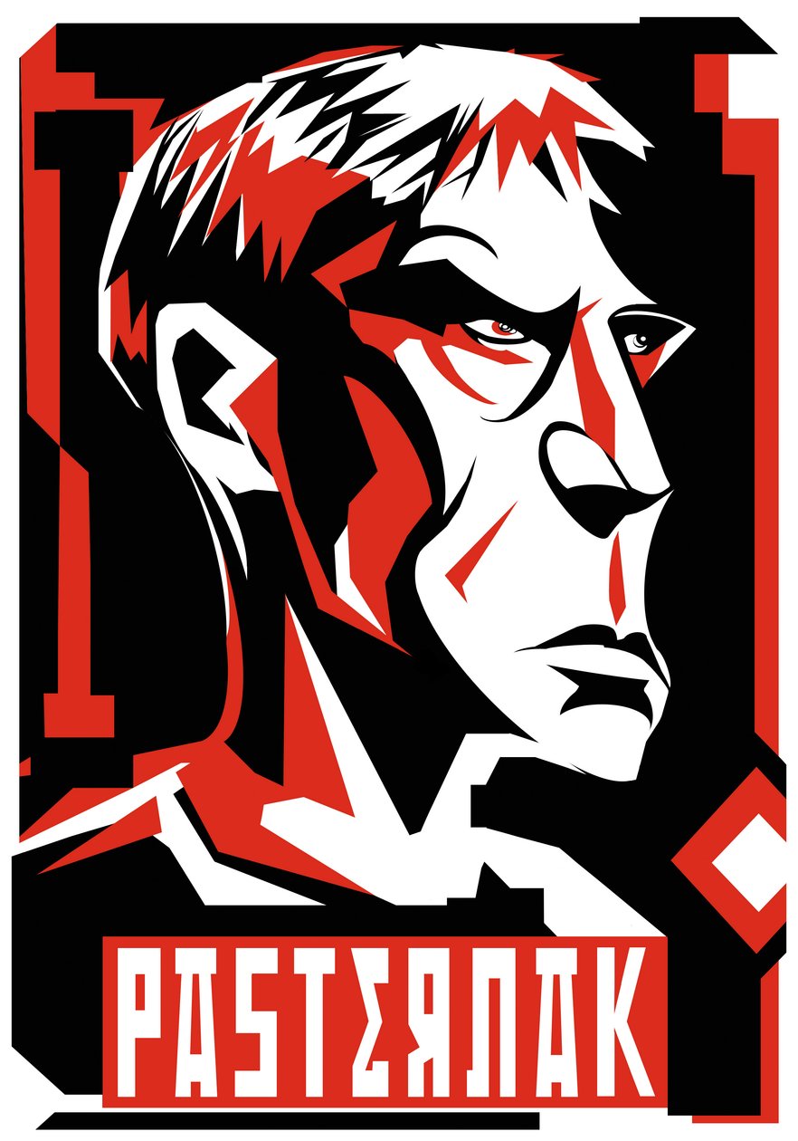Boris Pasternak, poeta y novelista ruso (1890-1960), versión gráfica en rojo de Neale Osborne