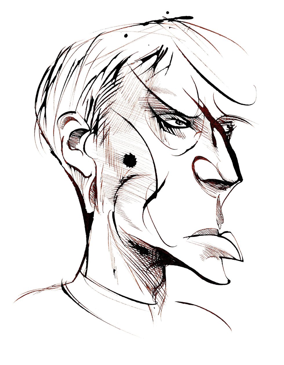 Boris Pasternak, poeta y novelista ruso (1890-1960), caricatura en sepia de Neale Osborne