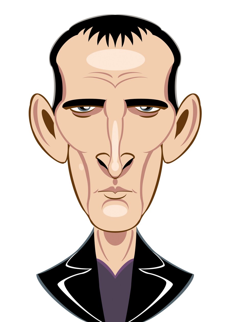 Christopher Eccleston como Doctor Who (caricatura) de Neale Osborne