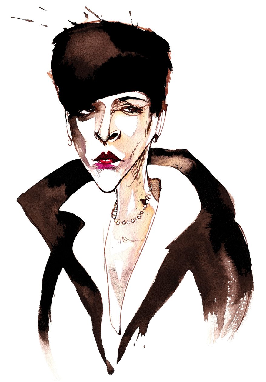 Djuna Barnes, influyente escritora y artista modernista estadounidense; caricatura de Neale Osborne