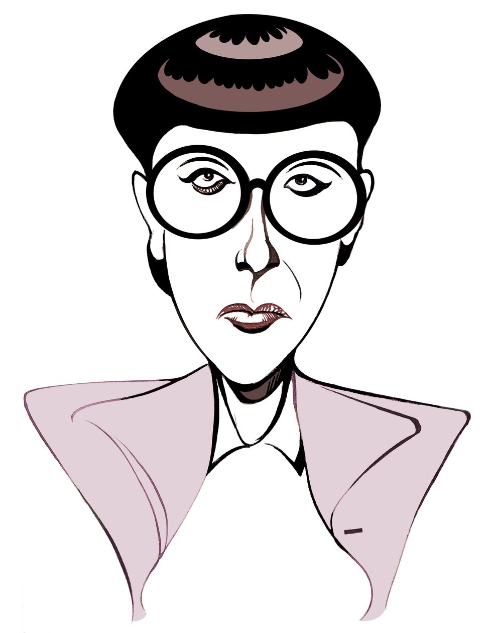 Edith Head diseñadora de vestuario estadounidense (1907 - 1981), caricatura con gafas de Neale Osborne