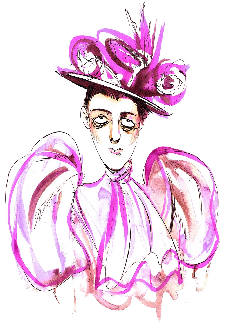 Edith Wharton - caricatura en color de la novelista y cuentista estadounidense (1861-1937) de Neale Osborne