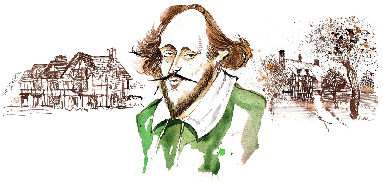 William Shakespeare, dramaturgo y poeta inglés (1564-1616); caricatura de Neale Osborne