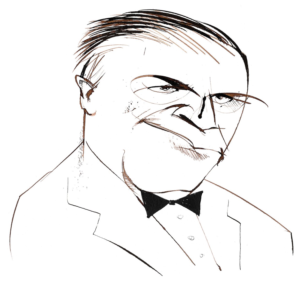 Ferde Grofé, compositor, arreglista y pianista estadounidense, caricatura de Neale Osborne